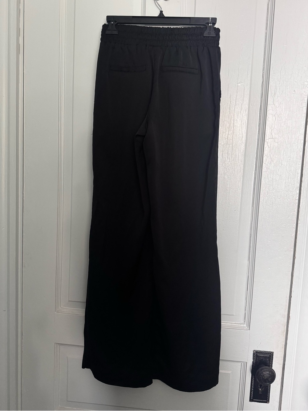 A New Day Black Elastic Waist Silk-Like Straight Leg Pants